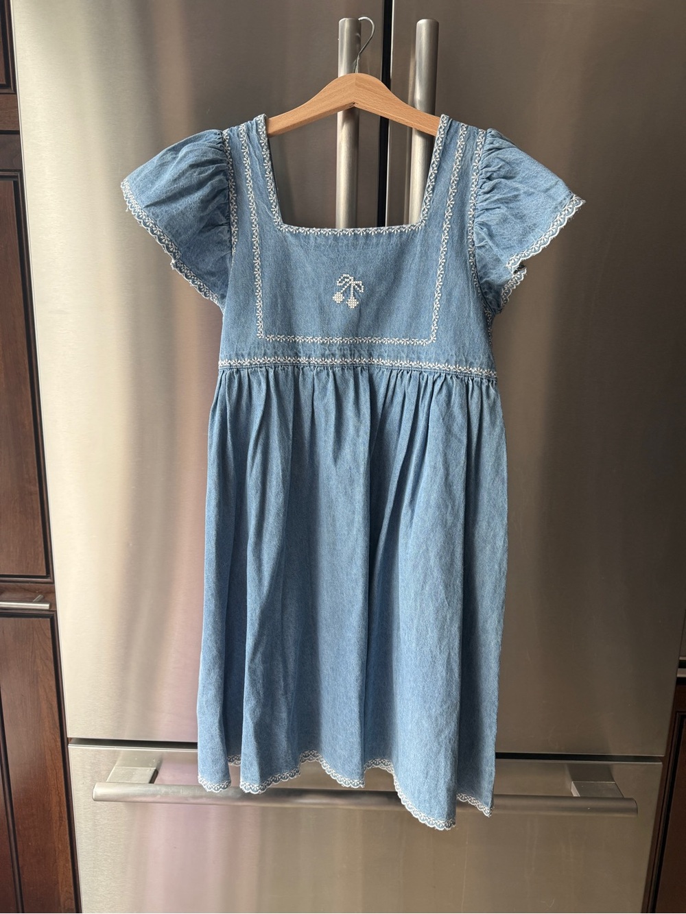 Emile et Ida Blue Chambray Girls dress 10